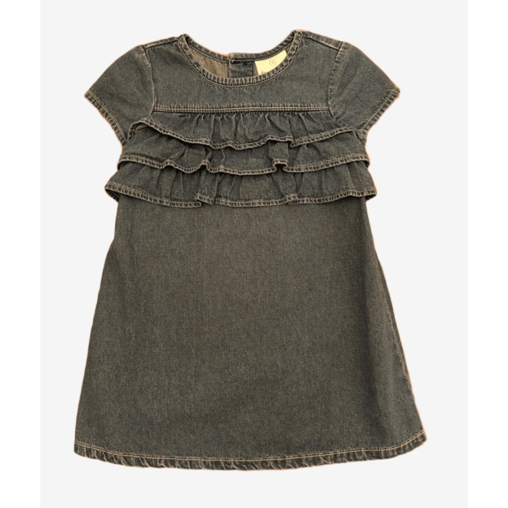 Hanna Andersson Chambray Dress Girls 90 Vintage Light Denim